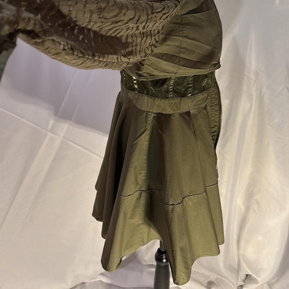 BOGO L’ATISTE Army Green Partial Sheer w/Front Zipper Long Sleeve Dress Size Sm - Picture 3 of 14